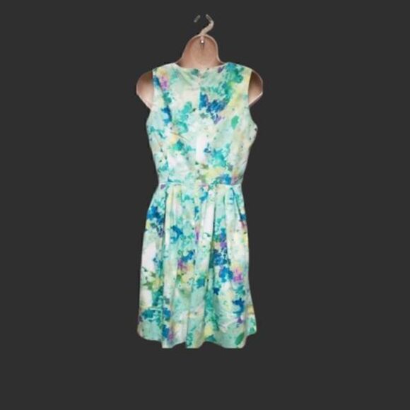 Calvin Klein Green Blue Patterned Abstract Floral Sleeveless Dress Adult… - Picture 3 of 8